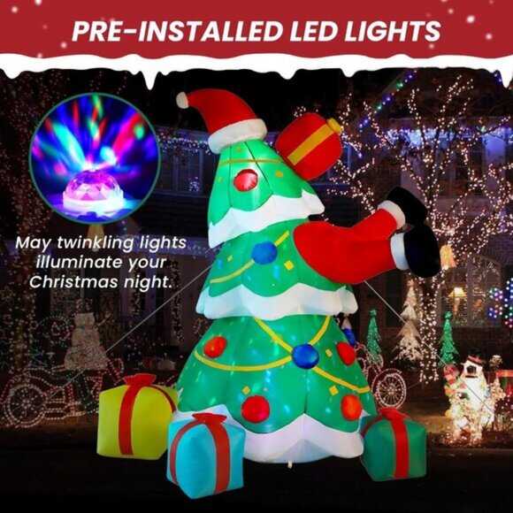 ⚡8FT Inflatable Christmas Tree with Built-in LEDs Lights Outdoor Decorations - Picture 5 of 9